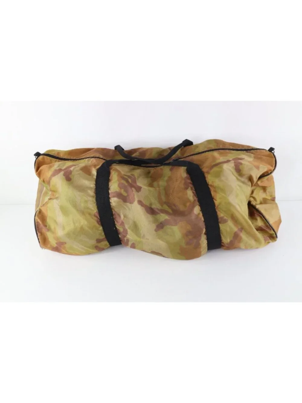 Vintage 90s Streetwear Distressed Camouflage Handled Duffel Bag Gym Bag Carry On